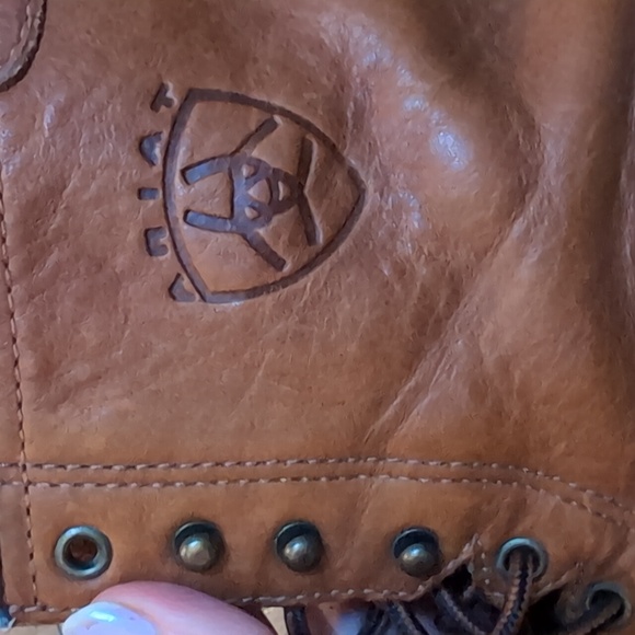 Ariat Men's Cascade 8 cognac brown soft toe leather lace up work boot EUC sz 11 - Picture 9 of 10